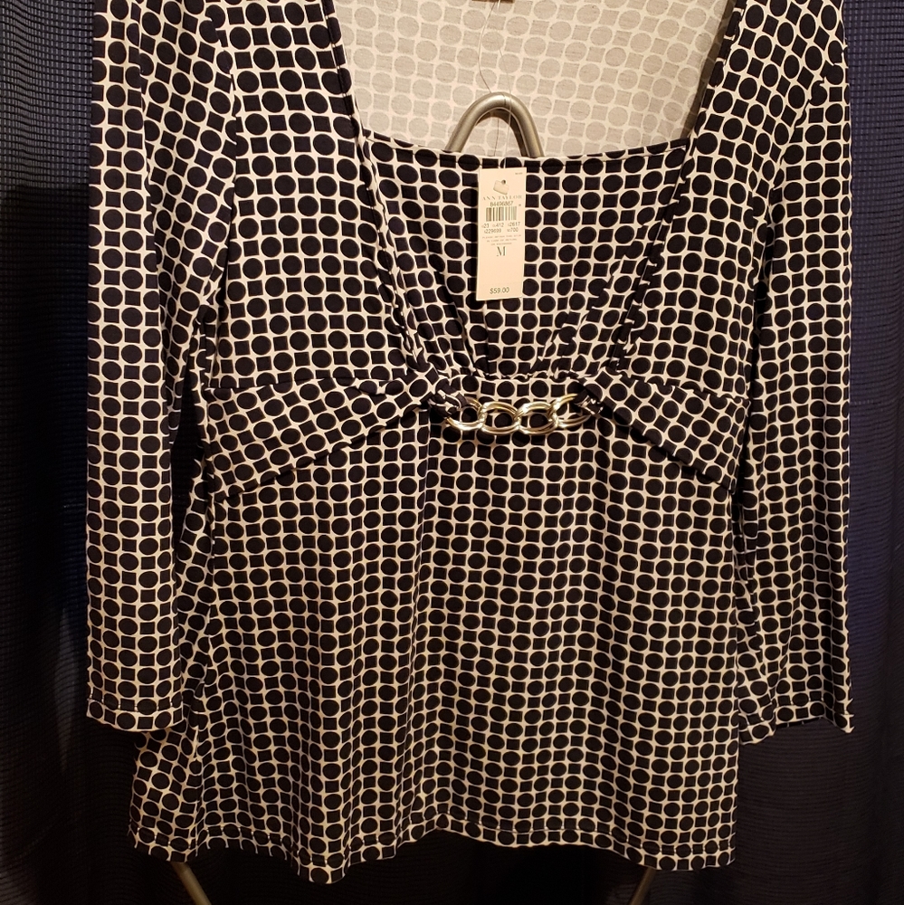 NWT Dressy Black and white top